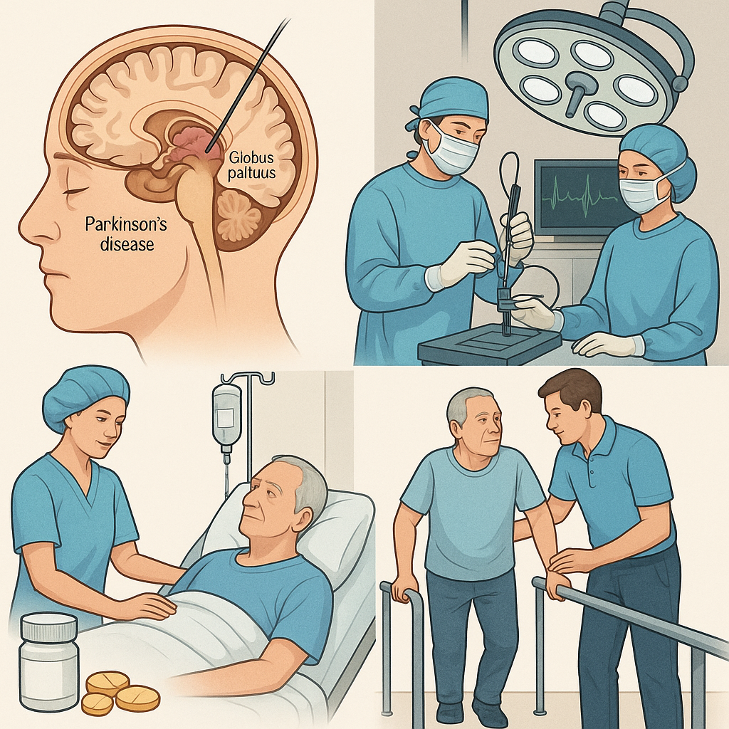 Parkinson's disease pallidotomy, perioperative nursing care, microelectrode-guided surgery, PD surgical outcomes, postoperative rehabilitation, levodopa management