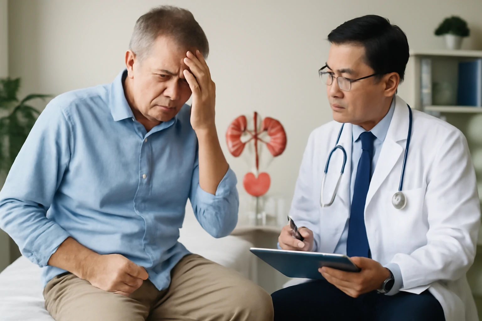 Prostatic hyperplasia risks, uremia prevention, and timely treatment strategies for middle-aged and elderly men.